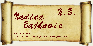 Nadica Bajković vizit kartica